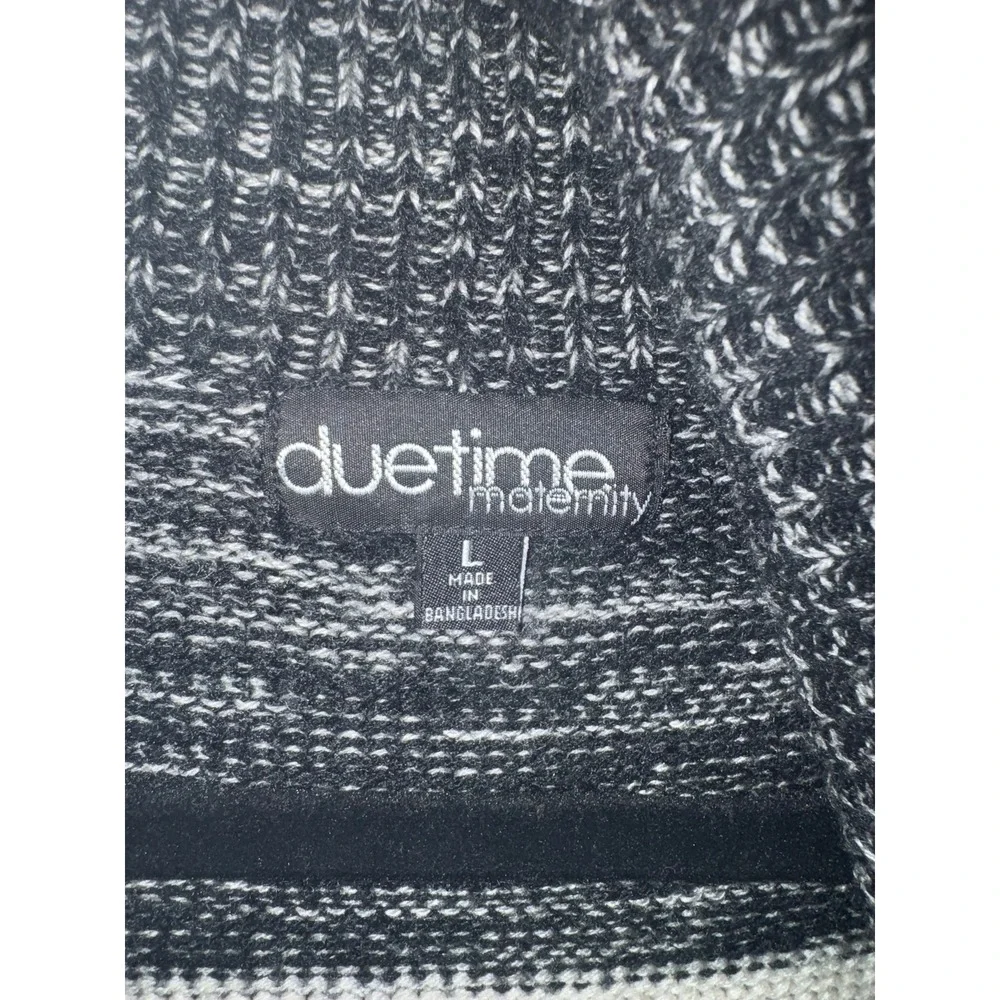 Duetime Maternity Cardigan Sweater L Navy Blue White Striped Open Front Shawl